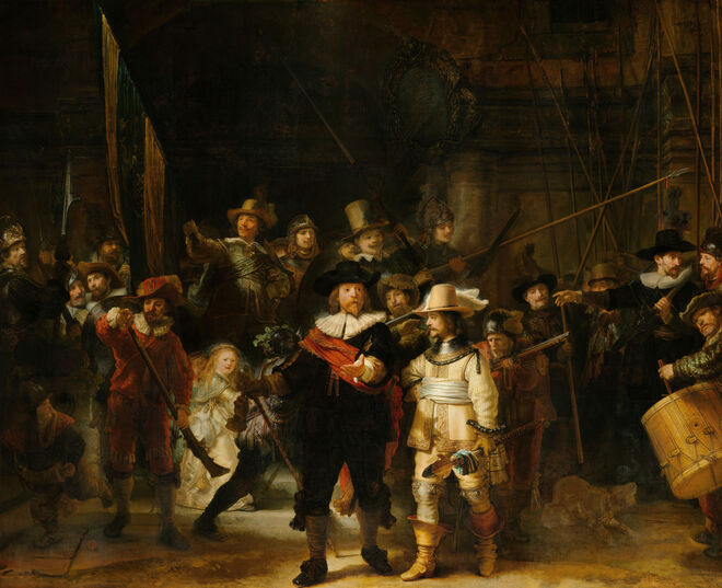 The Night Watch, de Rembrandt, no Rijksmuseum, em Amesterdão.