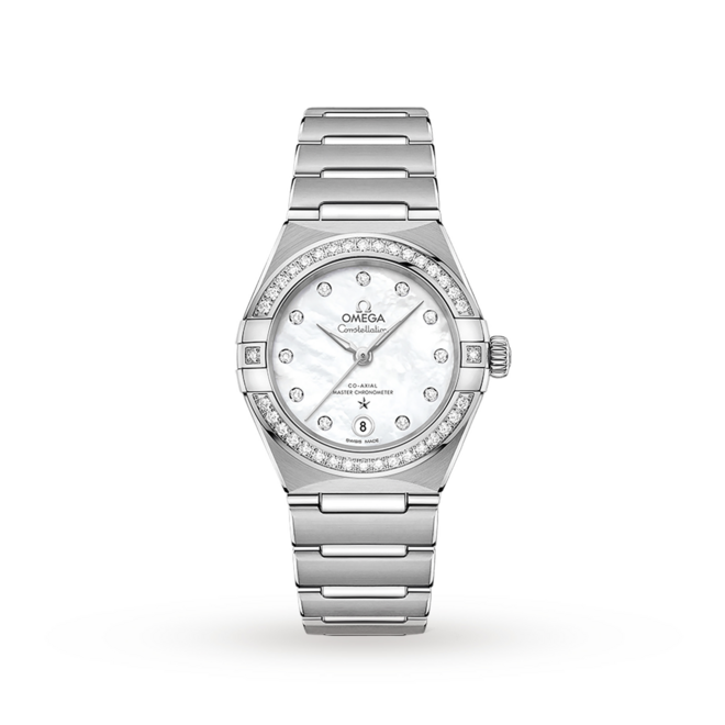 Relógio Constellation Manhattan Co-Axial Master em aço com diamantes, €9 690, Omega 
