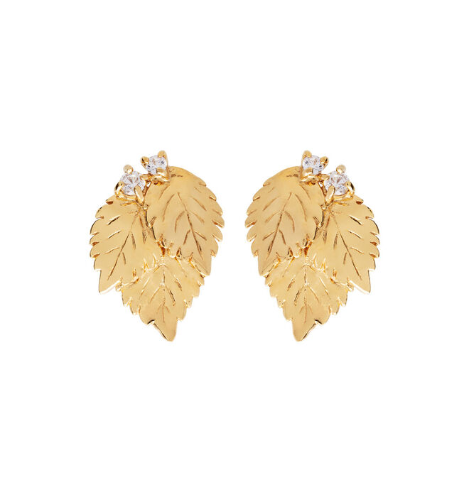Brincos Hydrangeas Leaves em metal com banho de ouro, €45, Carolina Curado 