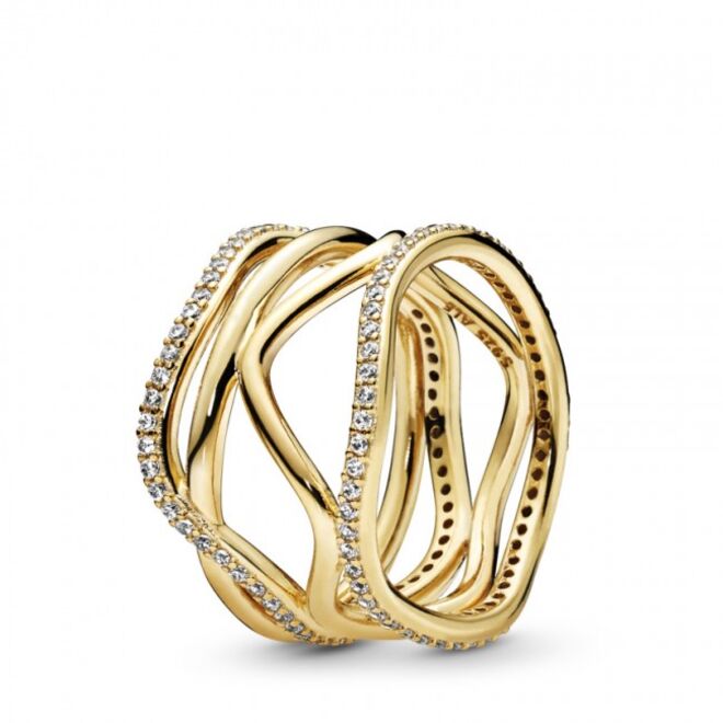Anel Swirling Lines em Pandora Shine com zircónias, €149, Pandora 