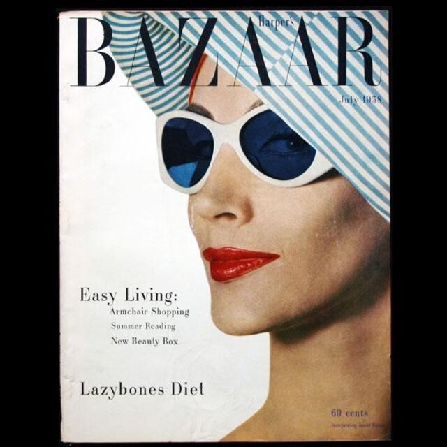 Capa da revista Harper’s Bazaar, julho de 1958 com uma fotografia de Gleb Derujinsky. Na exposição Harper’s Bazaar: First in Fashion, no Museu das Artes Decorativas, em Paris. 