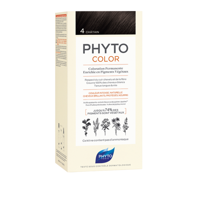 Coloração permanente Phytocolor no tom 4 castanho, €13,90, Phyto Paris, em www.phyto.pt