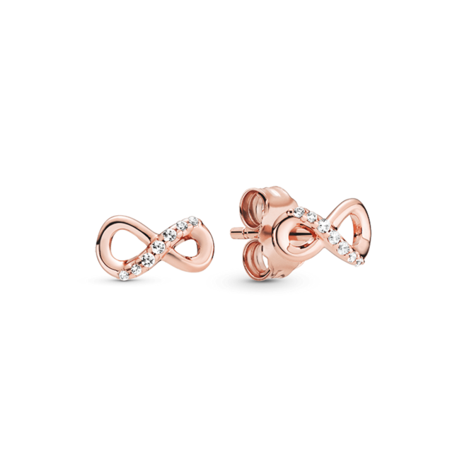 Brincos Pandora Sparkling Infinity em Pandora Rose e zircónia (39€)