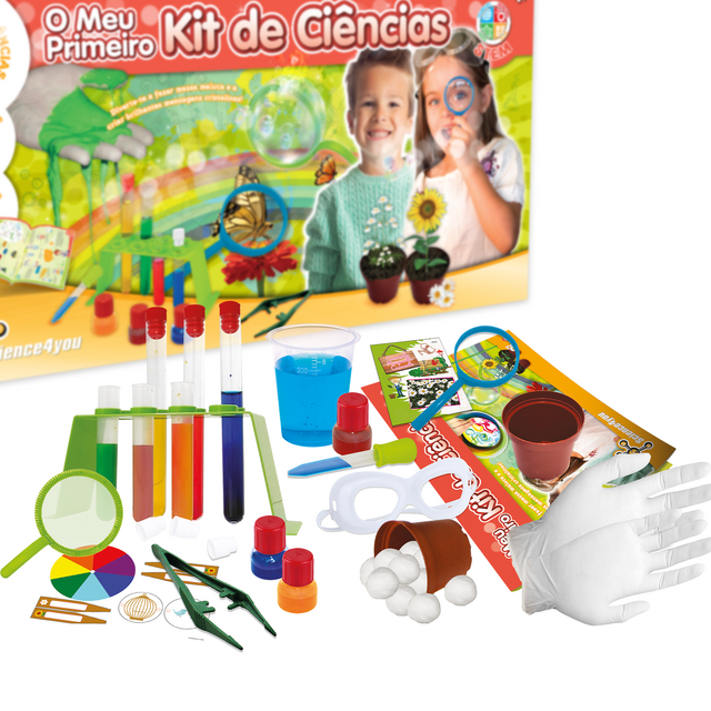 O Meu Primeiro Kit de Ciências, um brinquedo científico que inclui 26 experiências educativas, €24,99, Science4you, em www.brinquedos.science4you.pt