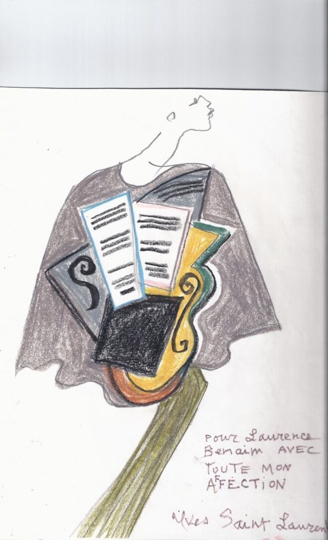 Um desenho que Yves Saint Laurent ofereceu a Laurence Benaïm