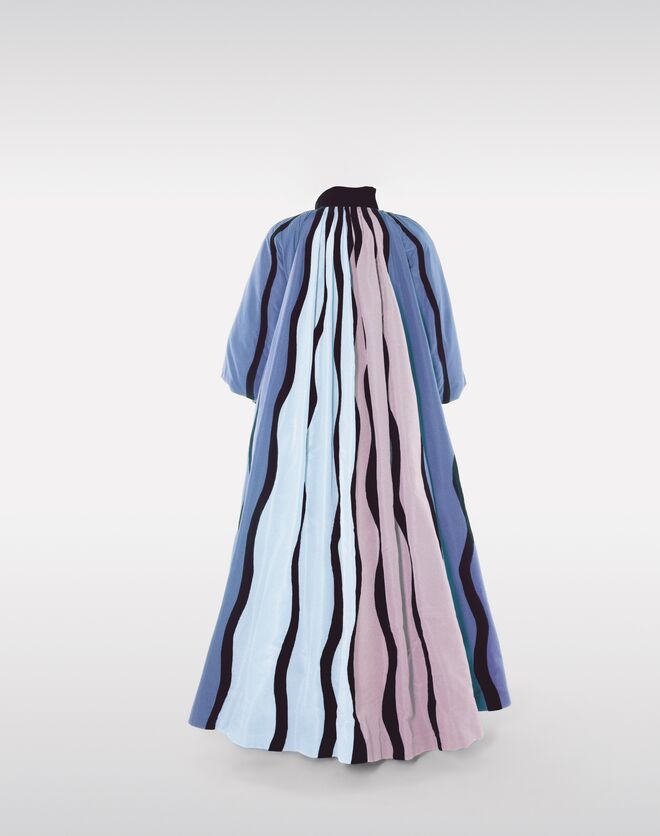 O vestido Striped Domino, alta-costura, outono de 1984