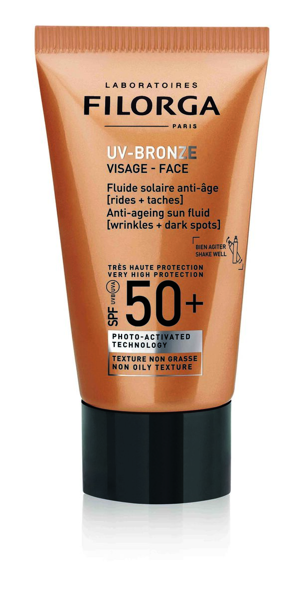 UV-Bronze Fluido Antienvelhecimento De Rosto SPF50+, 40ml, €30, Filorga
