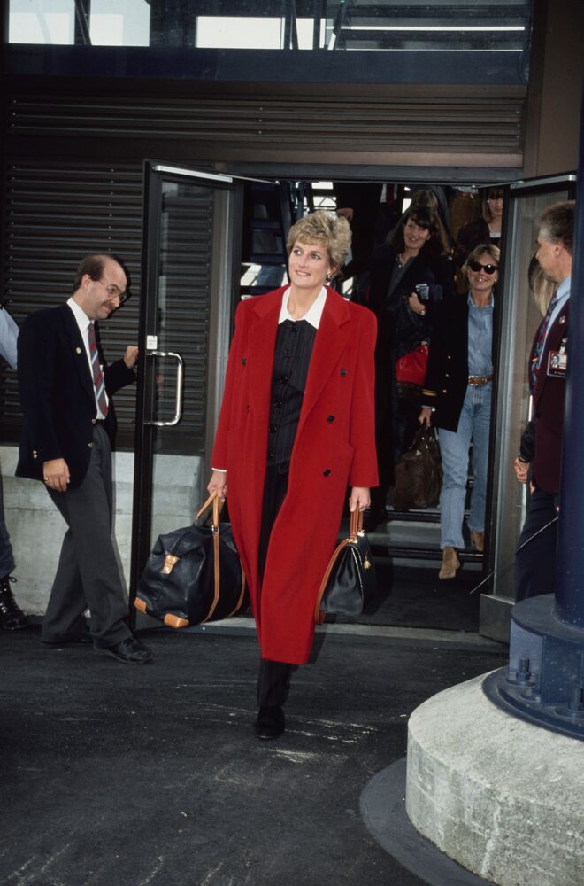 Princesa Diana em 1994, no Aeroporto de Zurique.