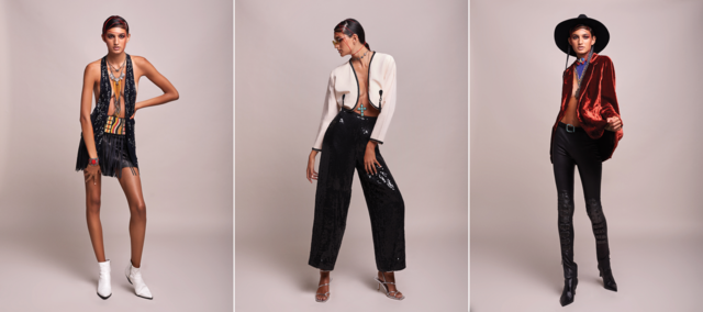 Look 1: Colete: Zara Saia: Deby Debo na Jet Winds Colares, pulseira e botas: da produção; Look 2: Bolero: Smoky Olive Calças e colares: da produção Sandálias: Pull & Bear; Look 3: Blazer: Malìparmi na Jet Winds Calças: Hôtel Particulier na Jet Winds Botas: Zara Chapéu: Zara Colares: da produção