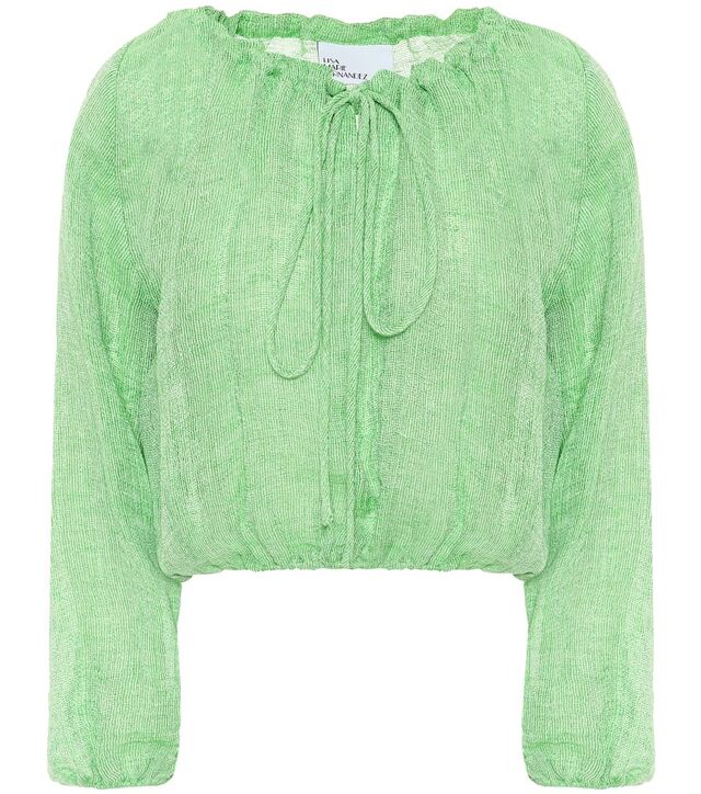 Blusa, €430, Lisa Maria Fernandez, em mytheresa.com