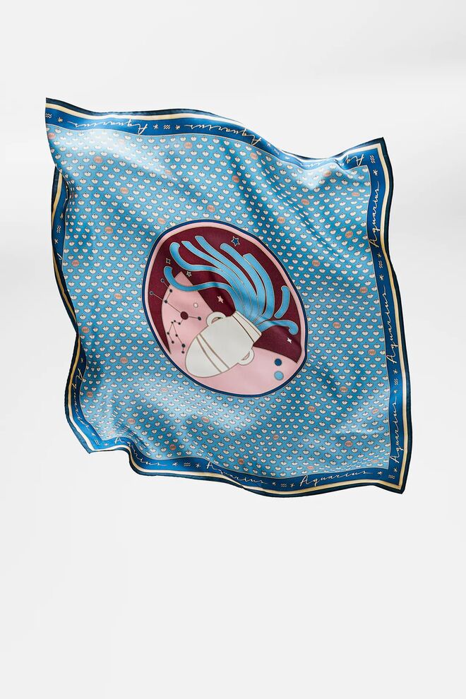 Lenço edição especial 100 % seda, com estampado de Aquário