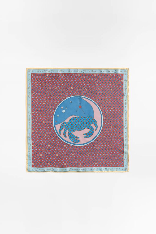 Lenço edição especial 100 % seda, com estampado de Caranguejo 