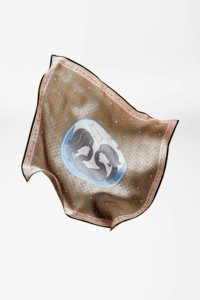 Lenço edição especial 100 % seda, com estampado de Gémeos 