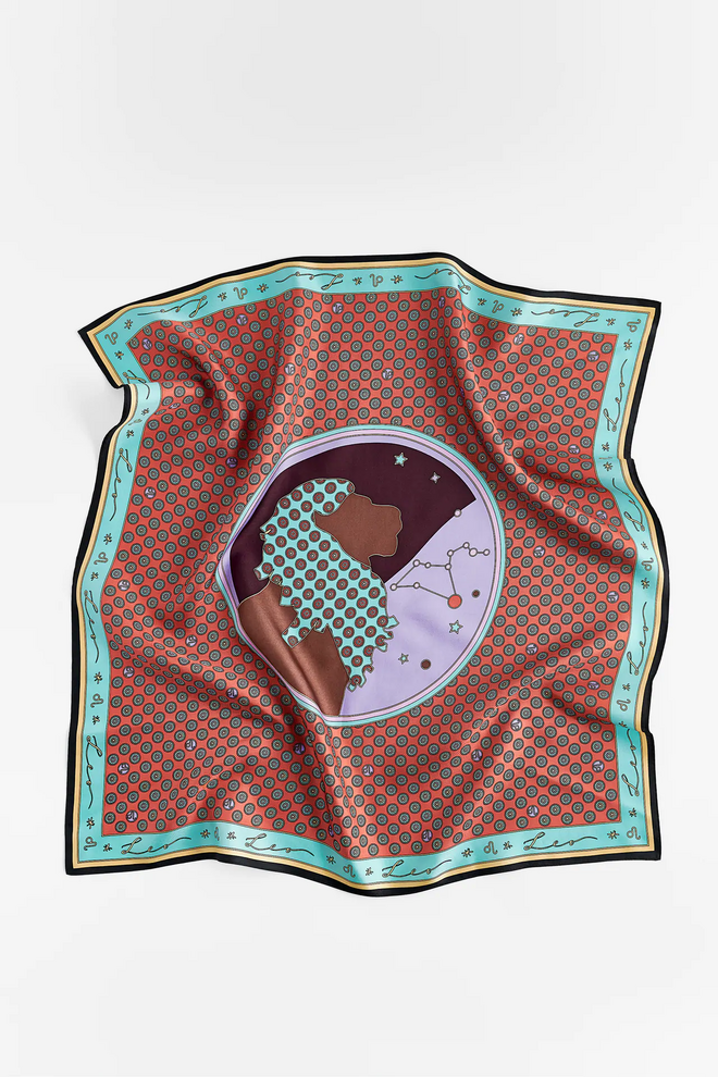 Lenço edição especial 100 % seda, com estampado de Leão