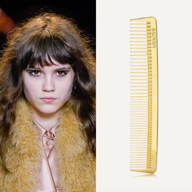 Celine outono/inverno 2020-2021 | Pente de cabelo, € 39, Balmain Paris Hair Couture, em Net-a-porter