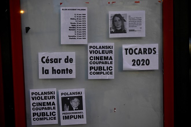 28 de fevereiro de 2020, Paris: protestos contra Roman Polansky na 45ª Cerimónia dos Cesar Film Awards