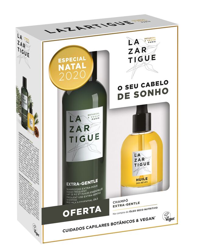 Pack Huile de Rêves e o champô Extra-Gentle, €35, Lazartigue