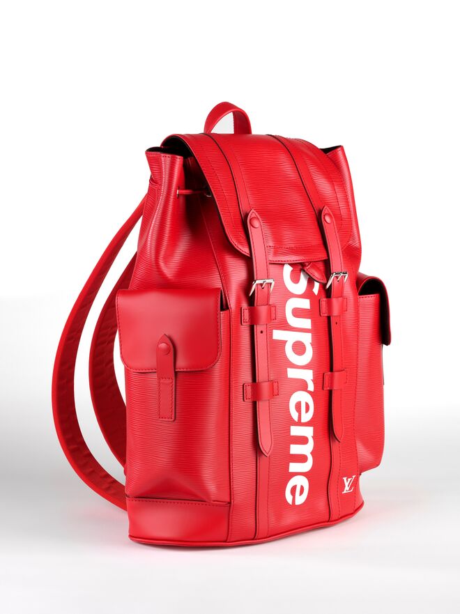 "Christopher backpack", Surpeme e Kim Jones, Louis Vuitton, outono-inverno 2016, Itália