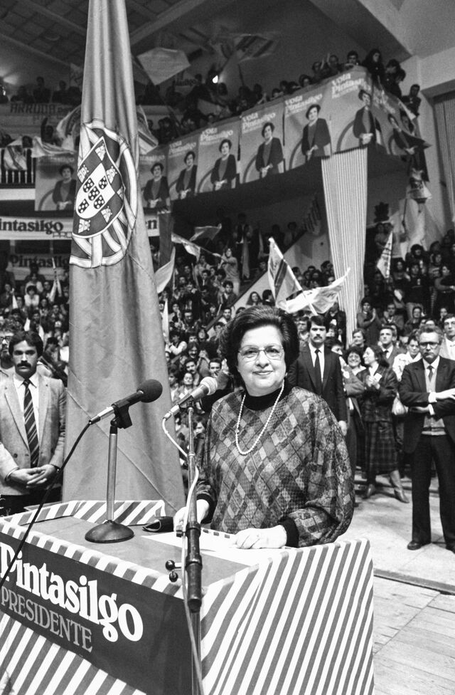 Maria de Lourdes Pintasilgo, em 1986, quando se candidatou à Presidência.