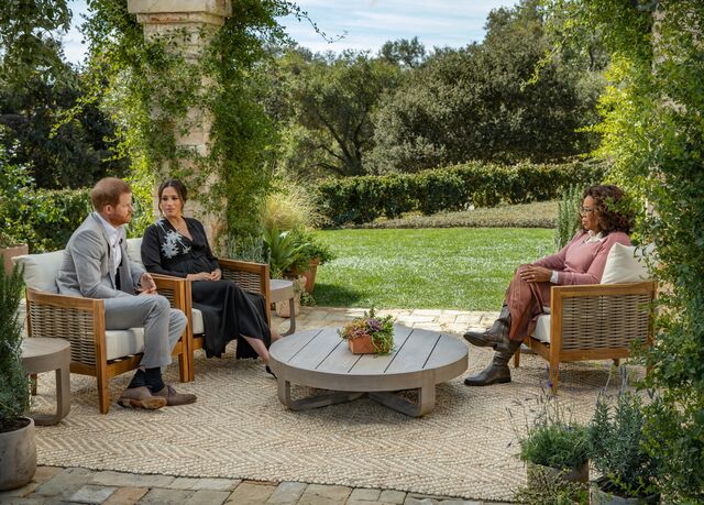 Harry e Meghan na entrevista a Oprah.