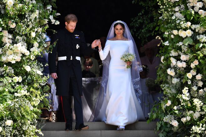 Harry e Meghan no dia do seu casamento, a 19 de maio de 2018.