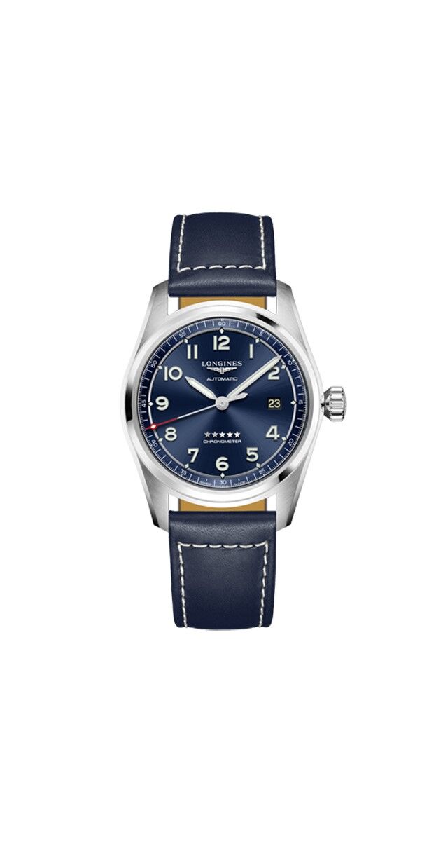 Relógio Spirit Gent em aço com bracelete em pele, € 2170, Longines