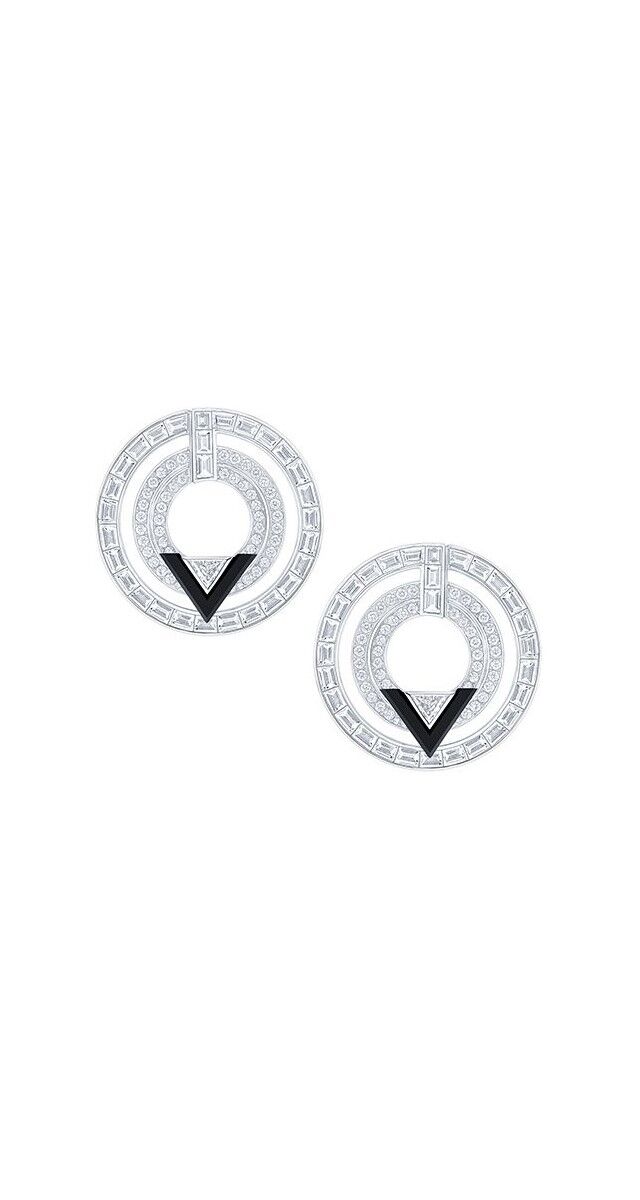 Brincos em ouro branco com diamantes e onix, coleção Pure V, Louis Vuitton