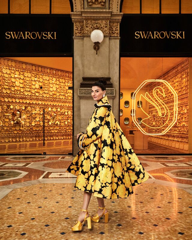 Fevereiro de 2021: Giovanna Battaglia na abertura de um novo conceito de loja em Milão, a Instant Wonder