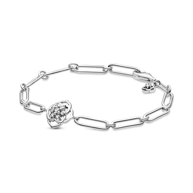 Pulseira Link Rose Petals em prata e zircónias, €89, Pandora
