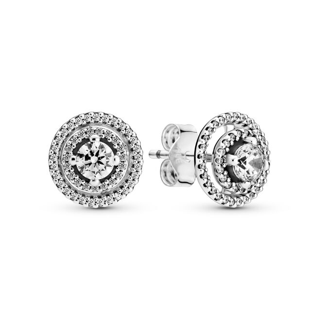 Brincos Sparkling Double Halo em prata e zircónias, €79, Pandora