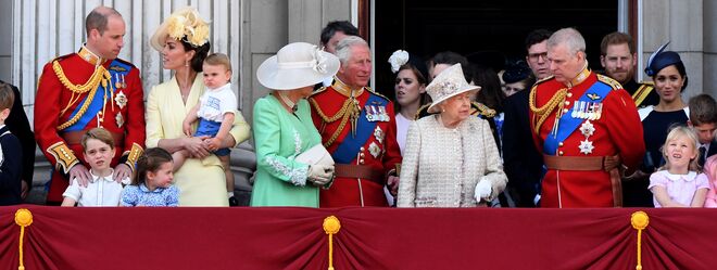 A família real inglesa durante a cerimónia