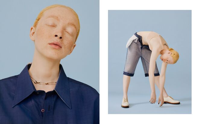 Camisa, Alves/Gonçalves; Ganchos, Balmain; Colar, Celine na Loja das Meias | Top, Fendi; Cueca, produção; Calções, Molly Bracken Gancho, Balmain; Sapatos, Dior na Loja das Meias