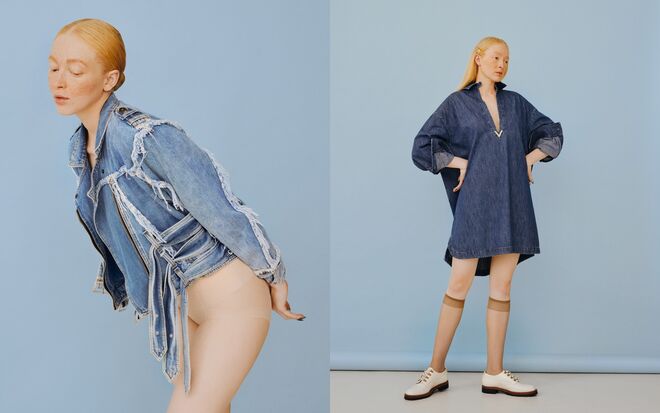 Casaco, Faith Connexion na Loja das Meias; Cuecas, da produção | Vestido, Valentino na Stivali; Sapatos, Dior na Loja das Meias; Meias, da produção; Gancho, Balmain