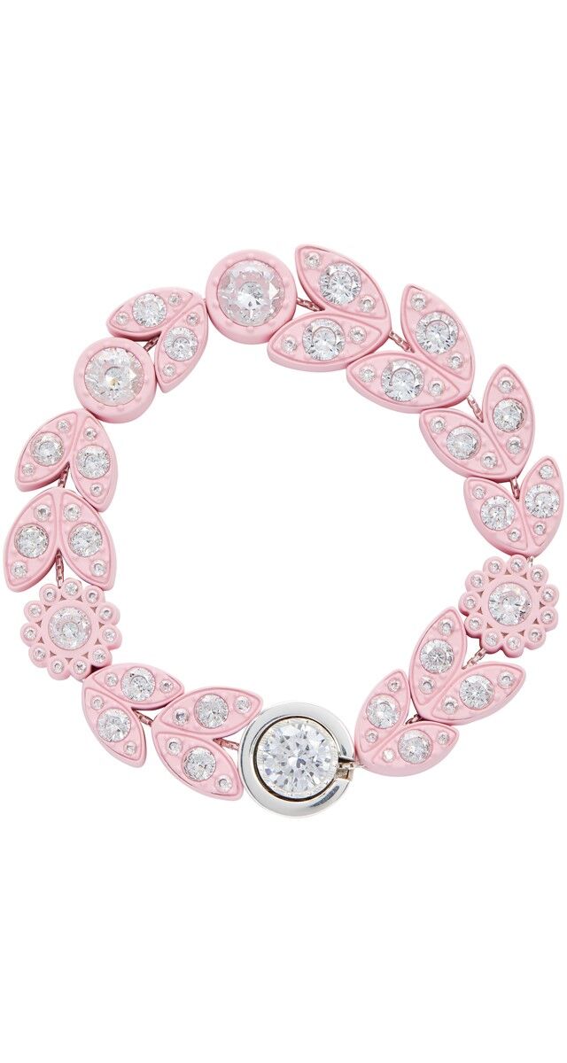 Flores: Pulseira em metal com cristais, € 850 Bottega Veneta