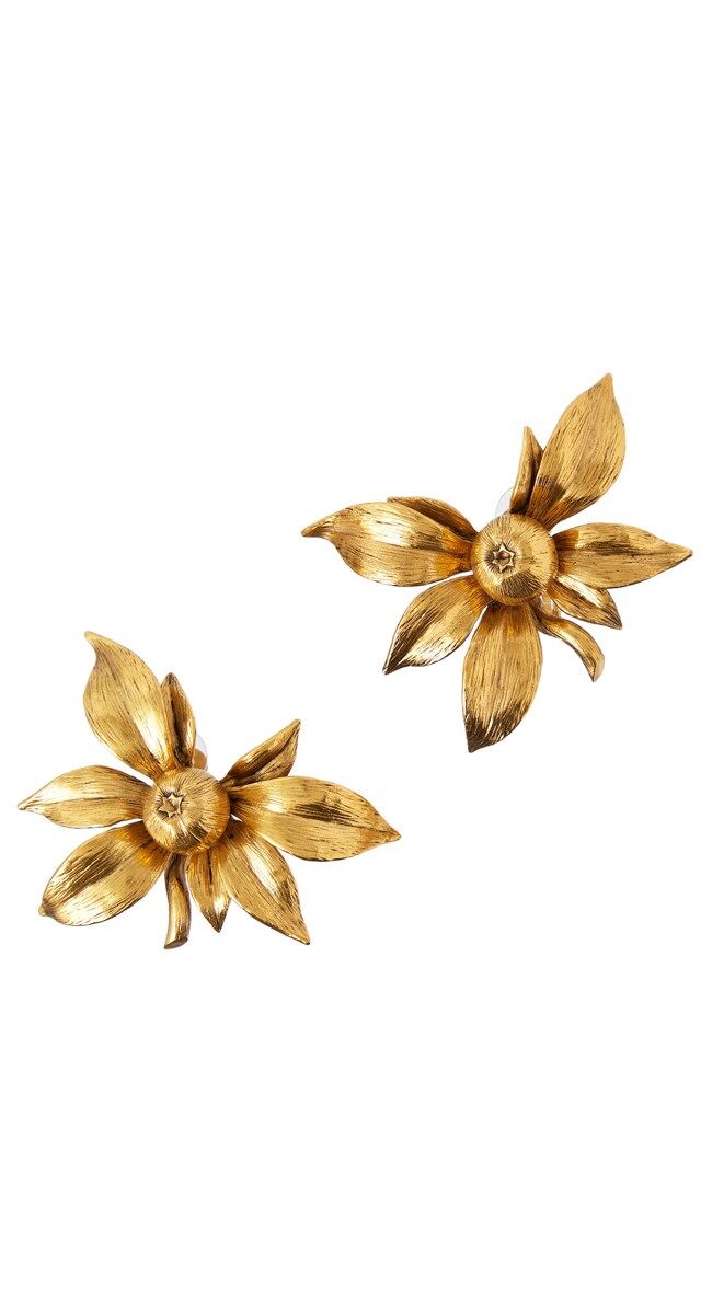 Flores: Brincos Floral em metal, € 495, Saint Laurent