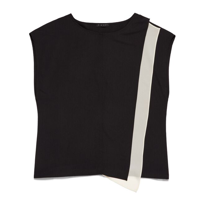 Top em malha e crepe, €45,95, Sisley.