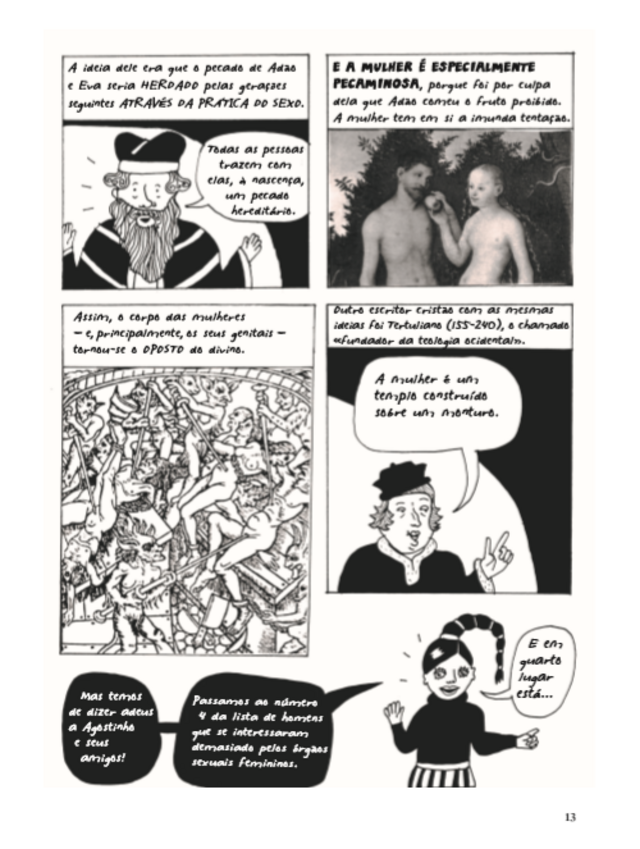 Página do livro da autora sobre as mais diversas tentativas de domar, limitar e padronizar o sexo feminino ao longo da História.