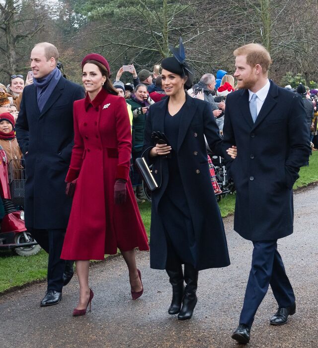 Os Duques de Cambridge e os Duques de Sussex no dia de Natal.