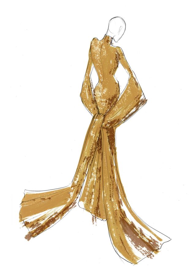 Esboço de figurino para a peça 'Sete Mortes de Maria Callas', de Marina Abramović.