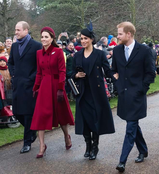 Os Duques de Cambridge e os Duques de Sussex no dia de Natal.