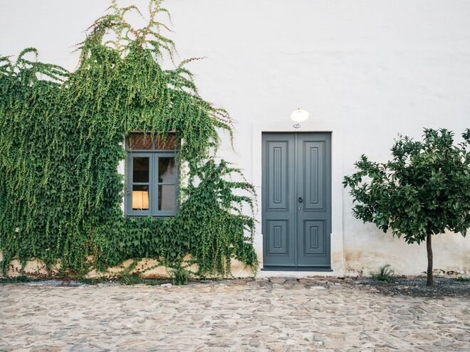 O exterior de um dos quartos.