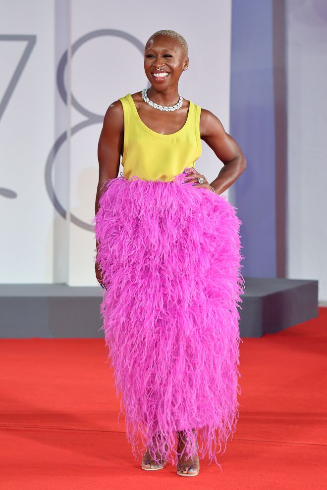 Cynthia Erivo na red carpet do filme 'Last Night In Soho' no 78º Festival Internacional de Cinema de Veneza, em Itália.