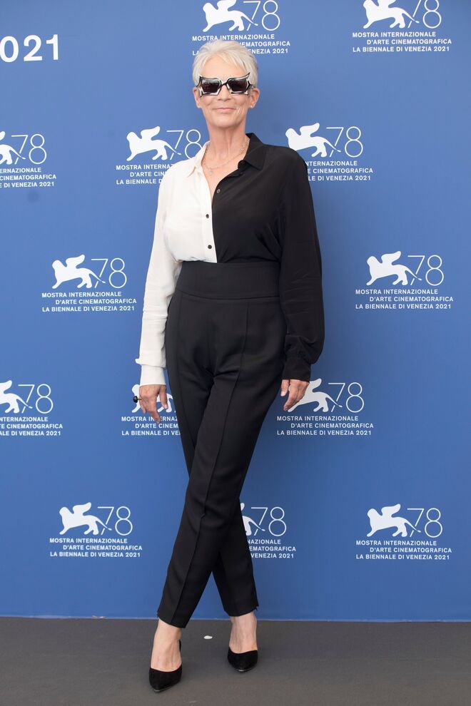 Jamie Lee Curtis antes da exibição do filme 'Halloween Kills' no 78º Festival Internacional de Cinema de Veneza, em Itália.