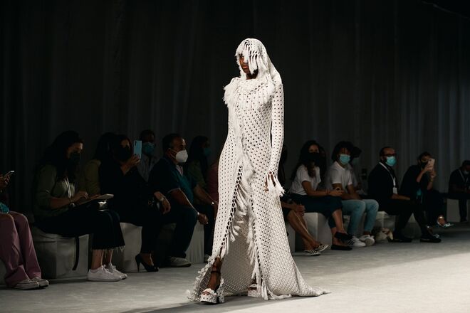 Coleção 'Filomena', de Nuno Miguel Ramos, no Portugal Fashion 2021.