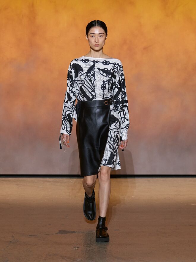 Desfile Primavera/Verão 2022 da Hermès.