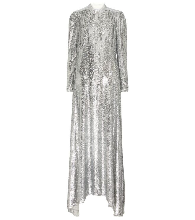 Vestido em crepe de seda bordado a lantejoulas, €1440, Paco Rabanne em Mytheresa.com. 