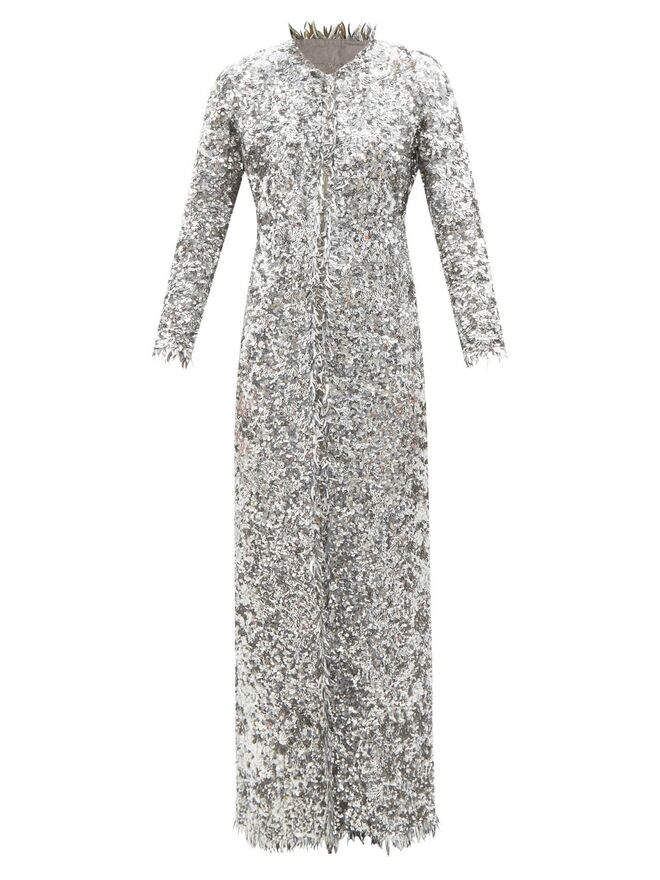 Vestido em crepe de seda bordado a lantejoulas, €2825, Ashish em Matchesfashion.com 