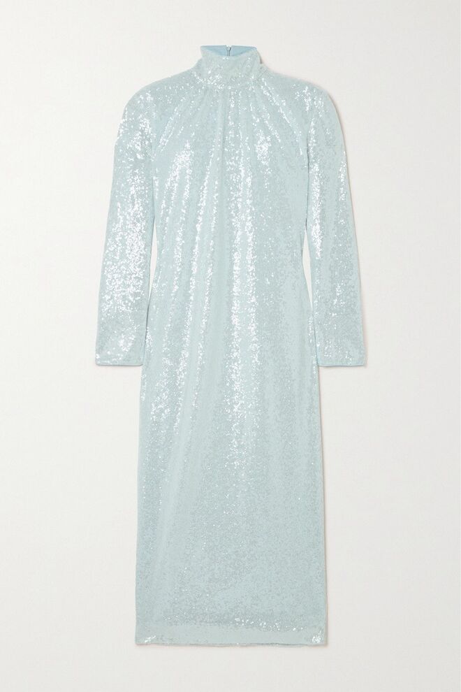 Vestido em crepe de seda bordado a lantejoulas, €1226, 16Arlington em Netaporter.com. 
