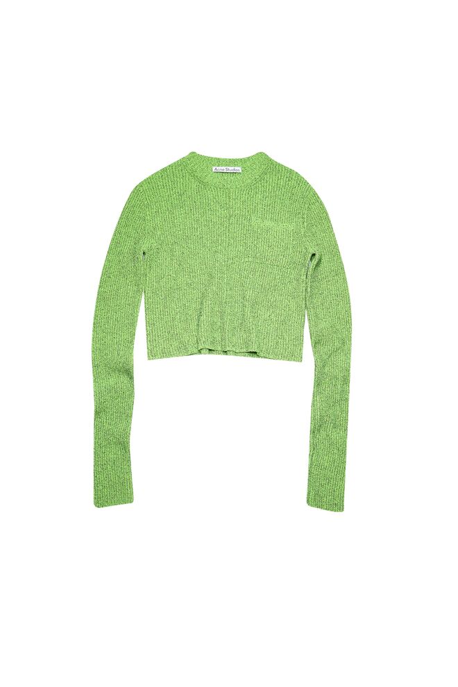 Camisola em malha de algodão e lã, € 350, Acne Studios