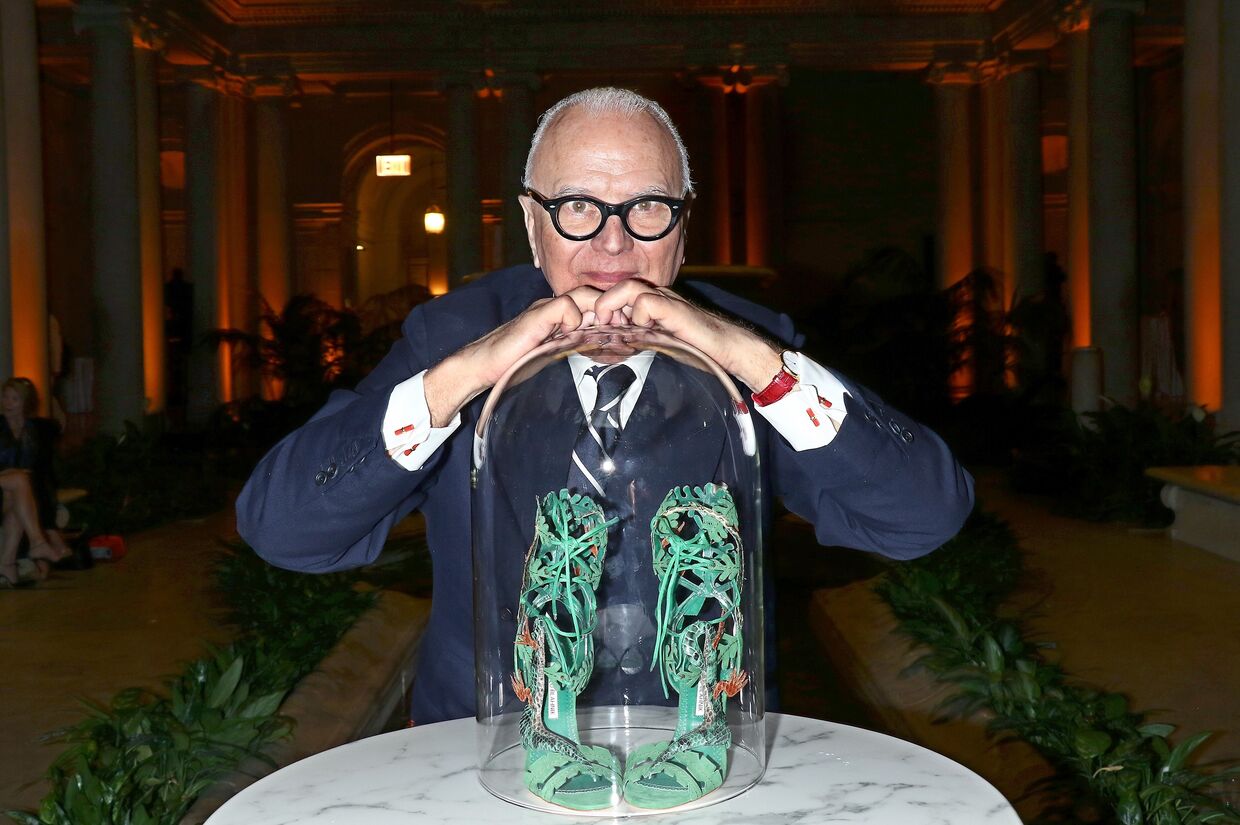 Designer Manolo Blahnik na estreia de 'Manolo: The Boy Who Made Shoes For Lizards' em Nova Iorque, setembro de 2017